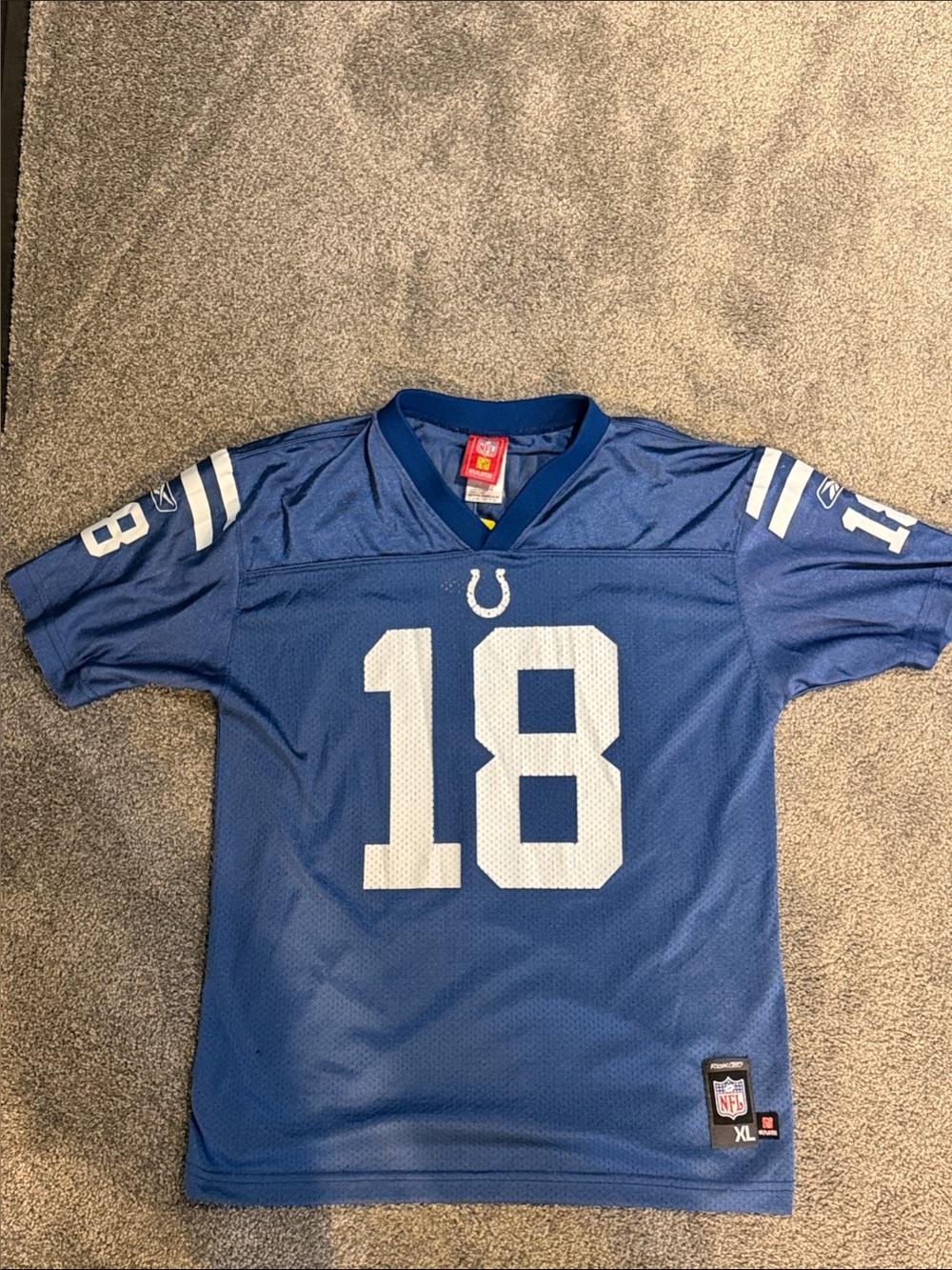 Reebok Youth XL Blue Indianapolis Colts #18 Peyton Manning Football Jersey